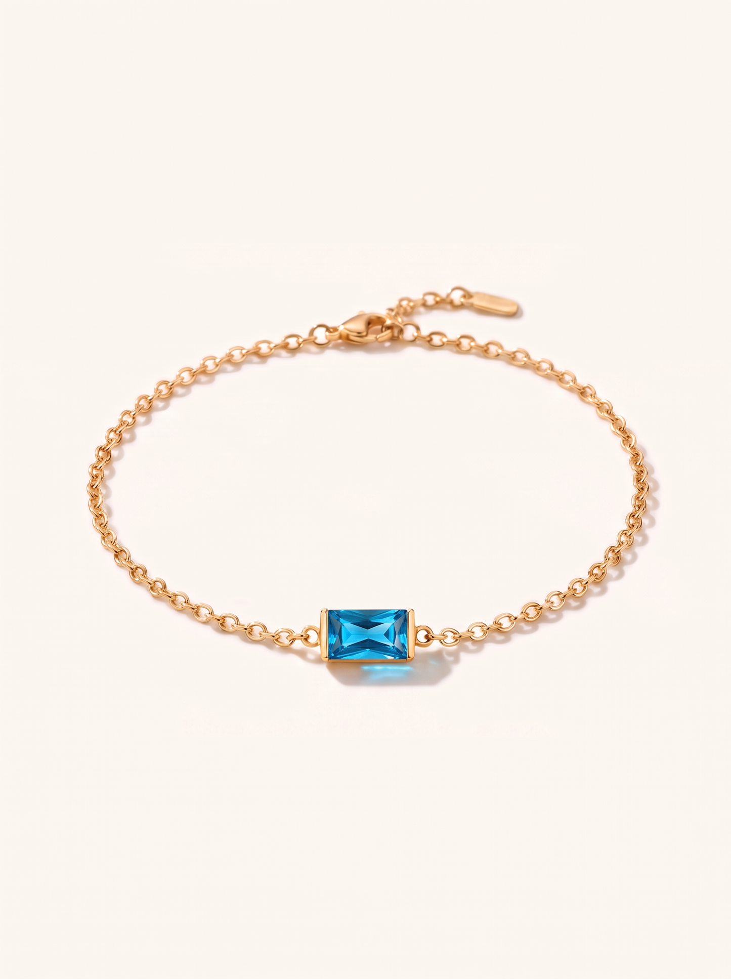 Bianca birthstone bracelet gold bright light blue December stone