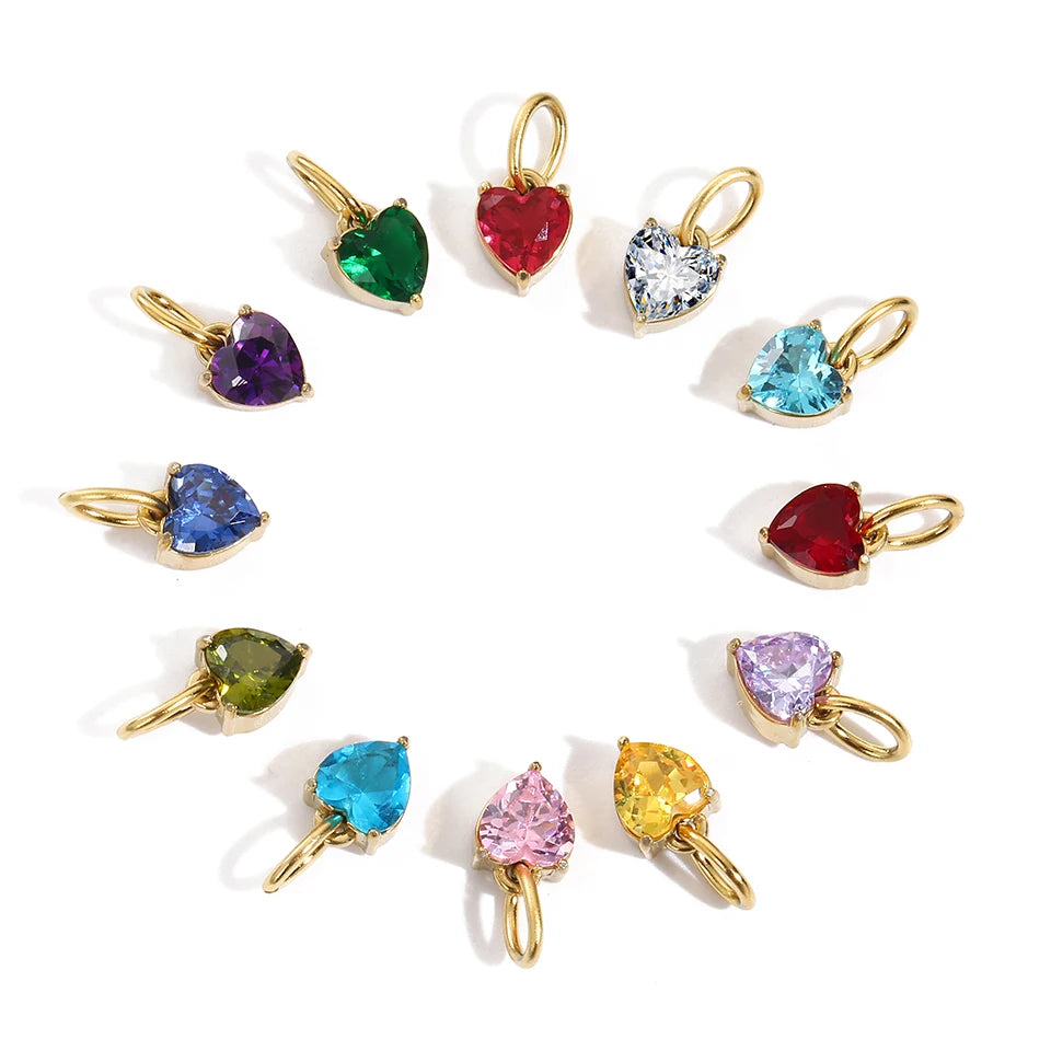 Amour Birthstone Heart Shape Charm