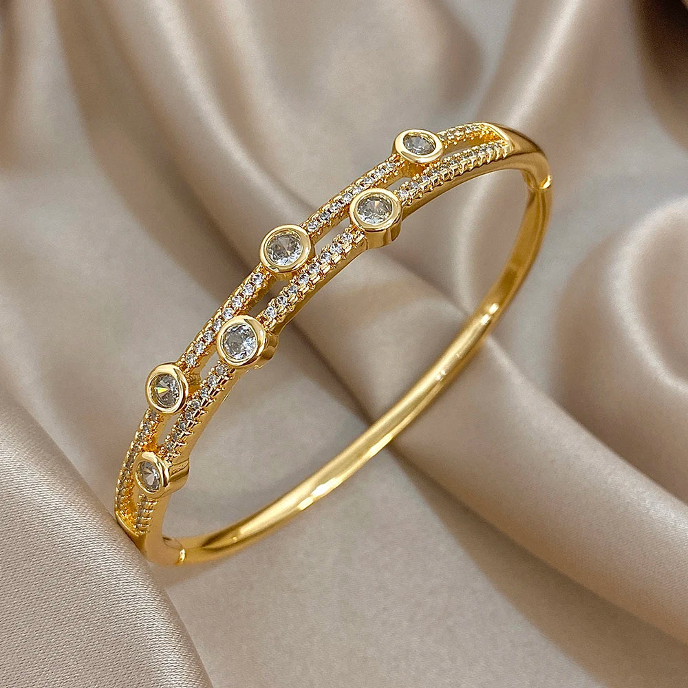 Diana Double Bangle, 18k Gold-Plated & Water-Resistant