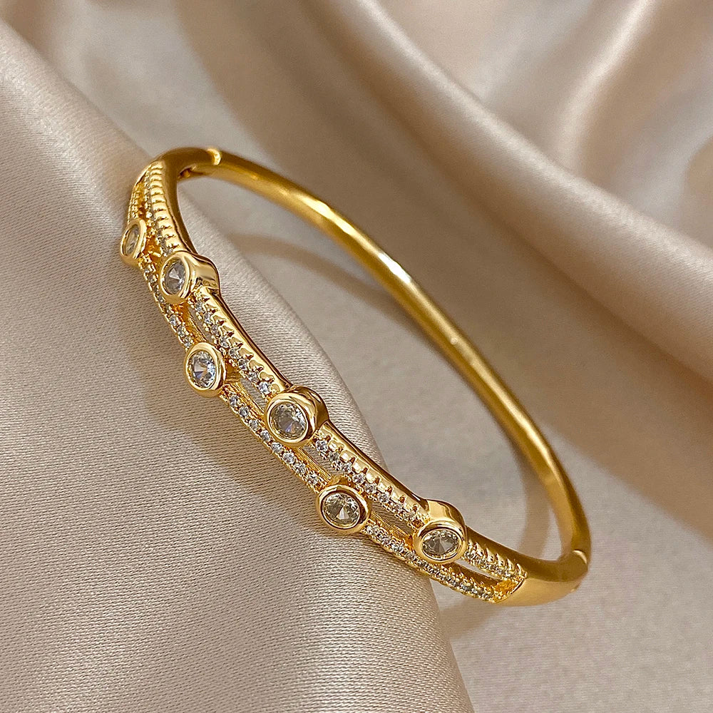 Diana Double Bangle, 18k Gold-Plated & Water-Resistant