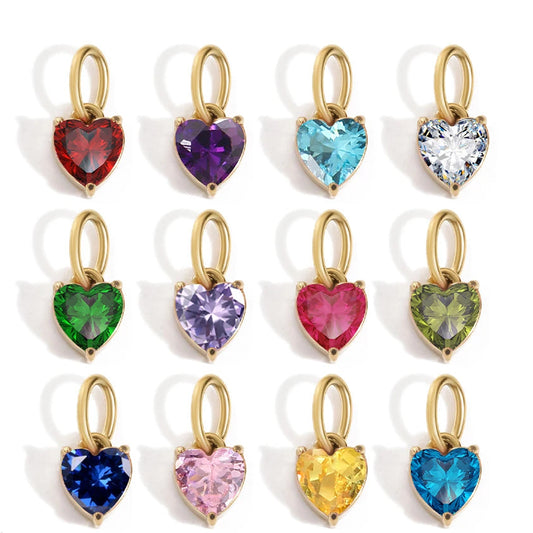 Amour Birthstone Heart Shape Charm