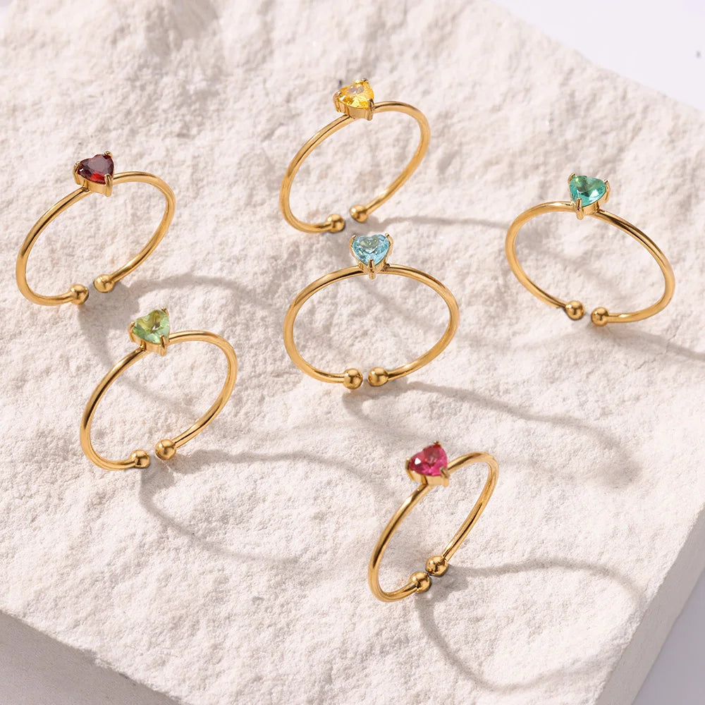 Amour Birthstone Adjustable Ring