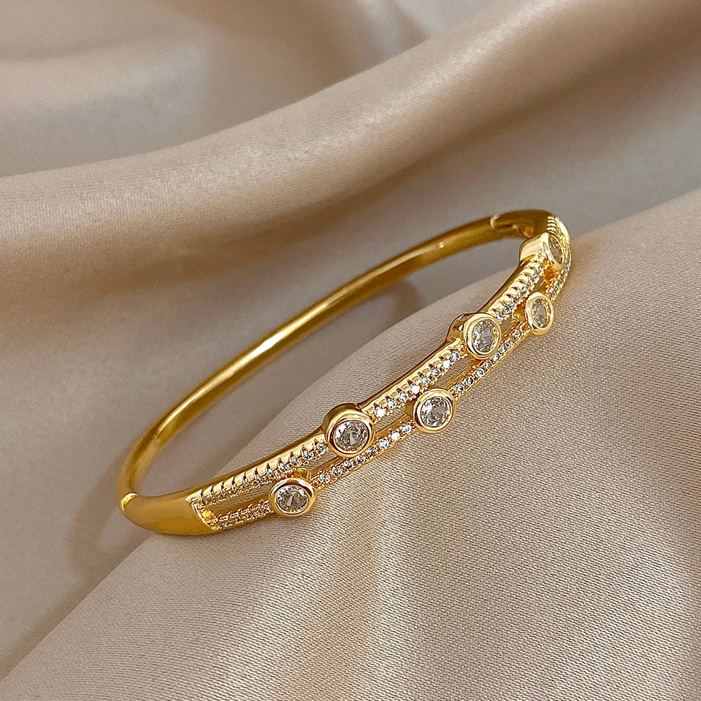 Diana Double Bangle, 18k Gold-Plated & Water-Resistant