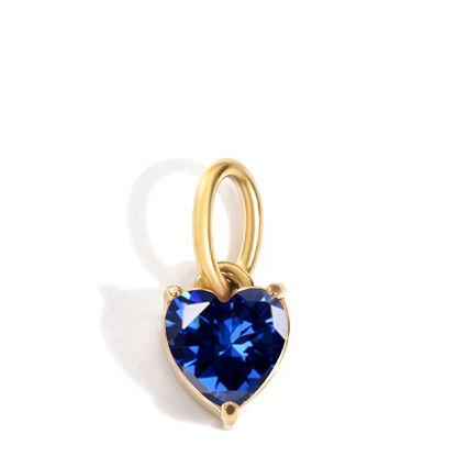 Amour heart charm gold blue September stone