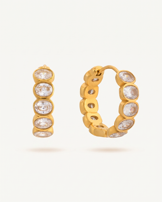 Cleo Bold Hoops gold crystal earrings