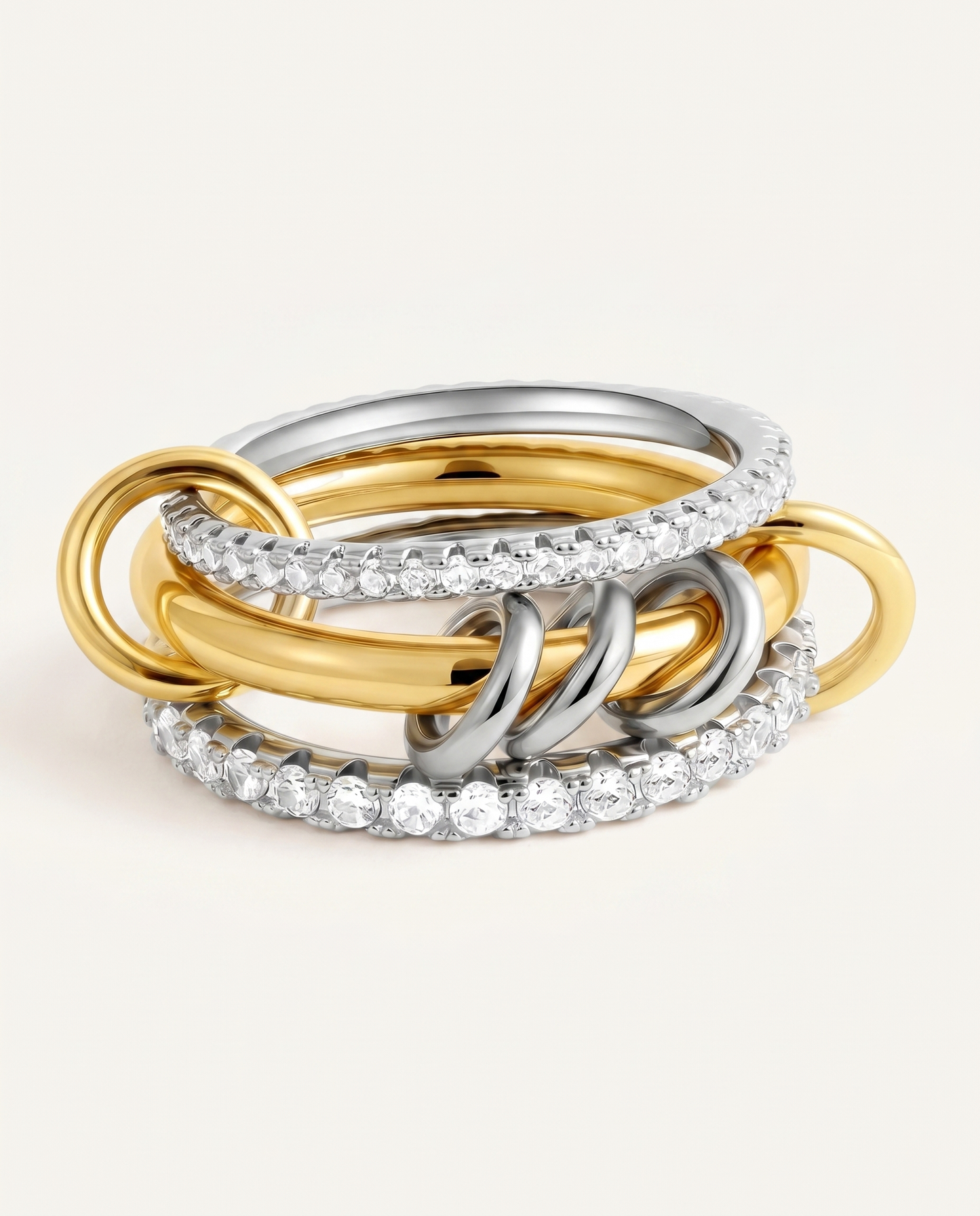 Amara two-tone linked stack ring
