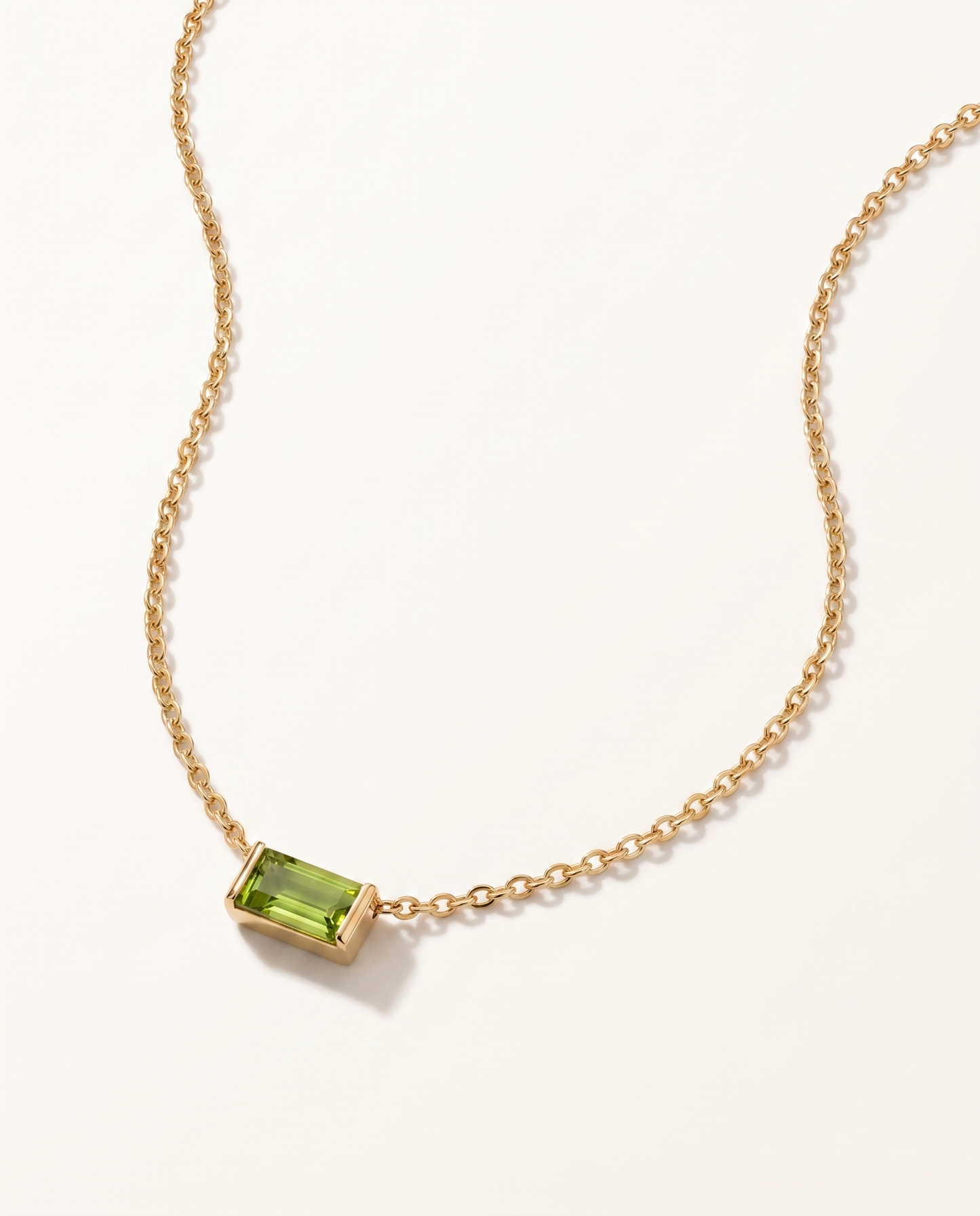 Bianca birthstone necklace gold light green August stone