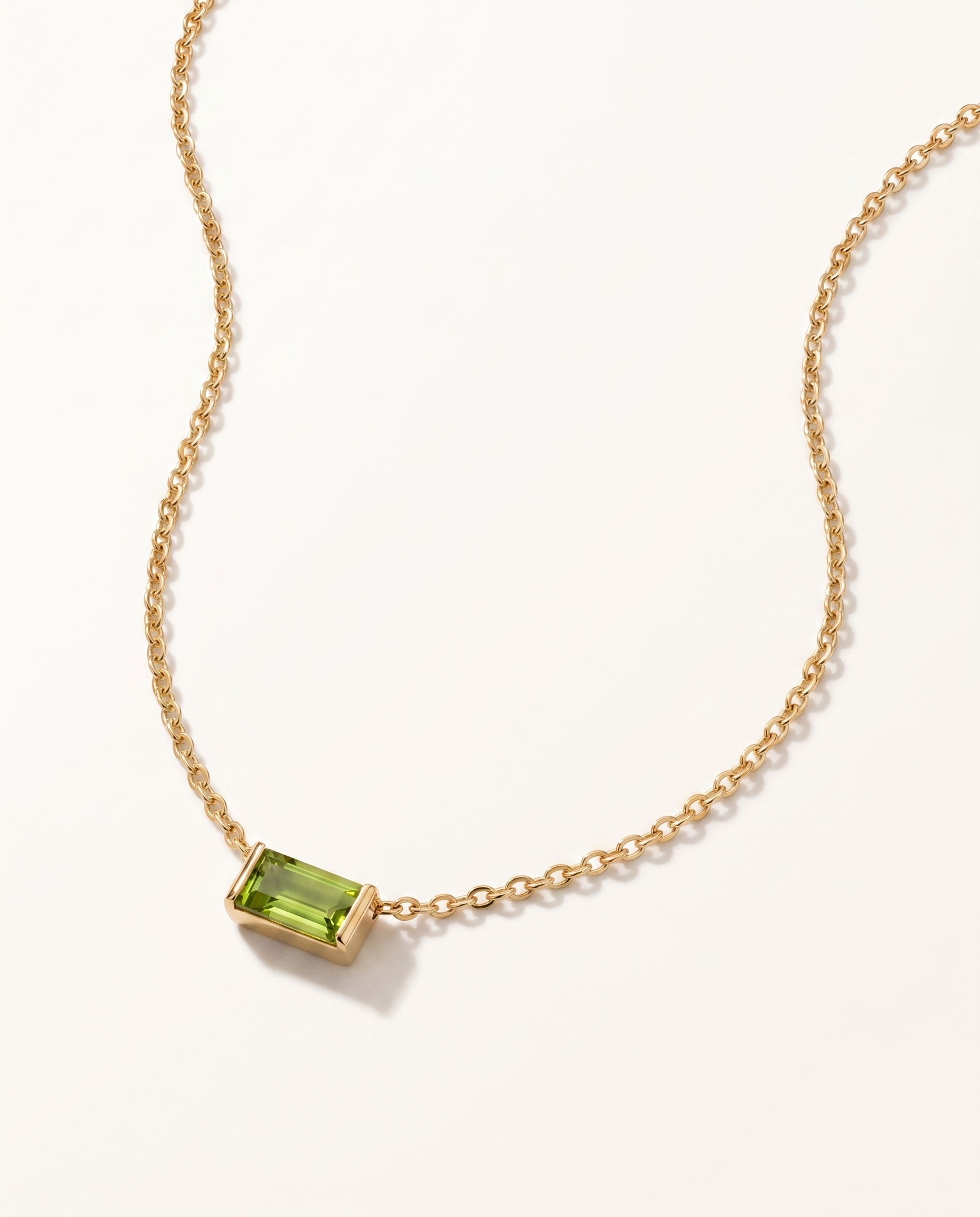 Bianca birthstone necklace gold light green August stone