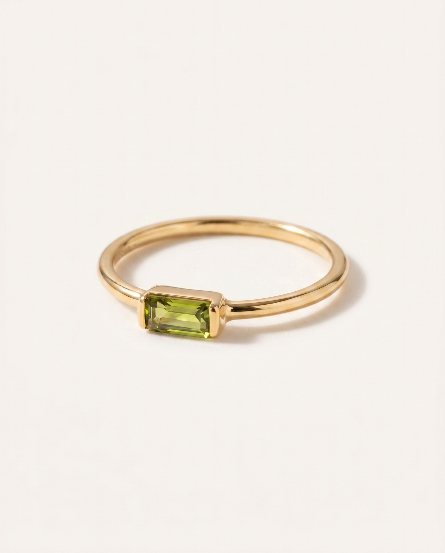 Noor birthstone minimal ring gold light green