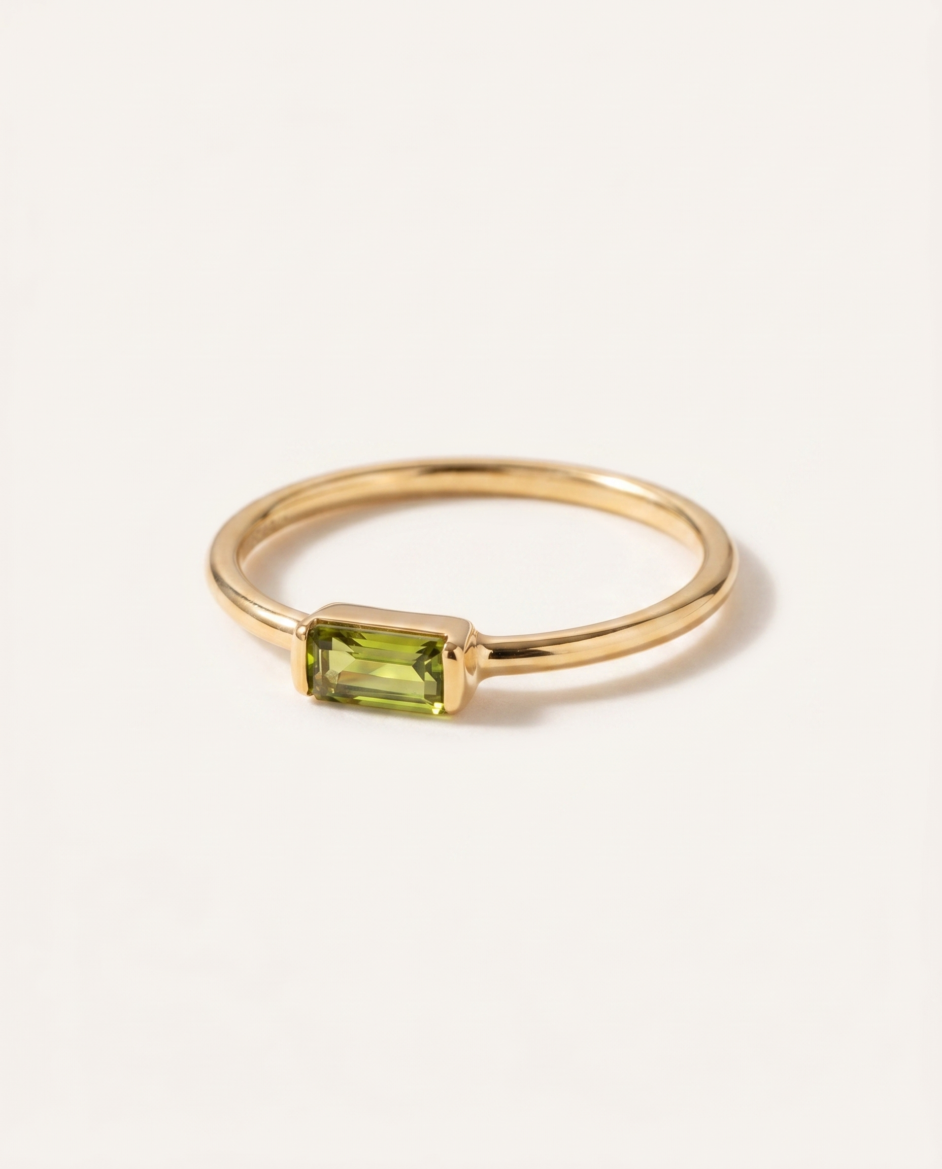 Noor birthstone minimal ring gold light green