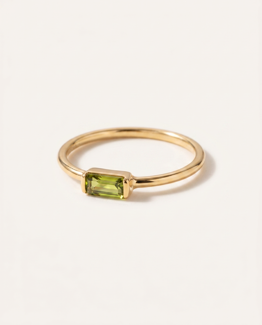 Noor birthstone minimal ring gold light green