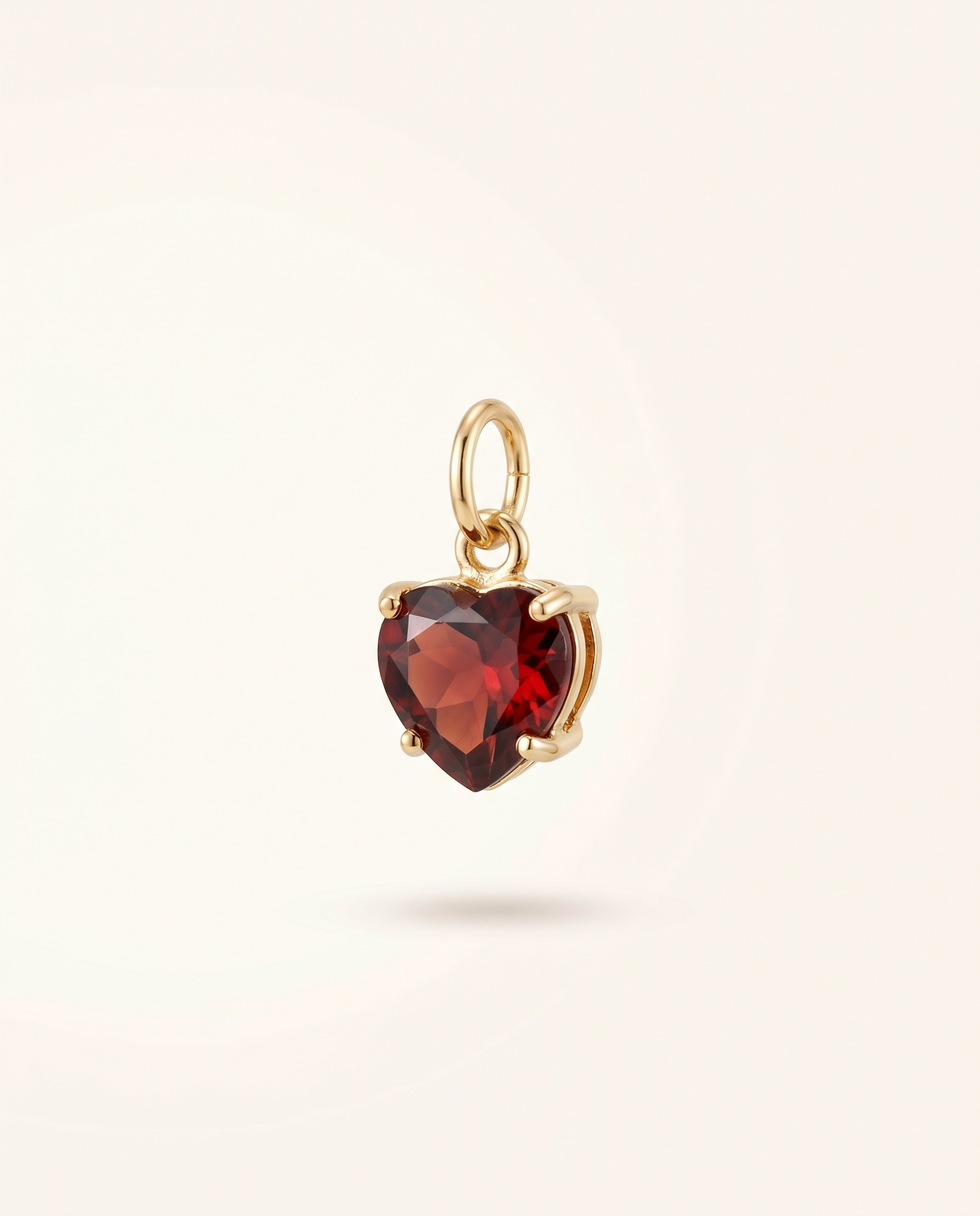 Amour birthstone heart charm gold vivid red