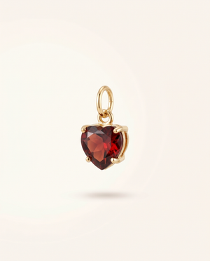 Amour birthstone heart charm gold garnet