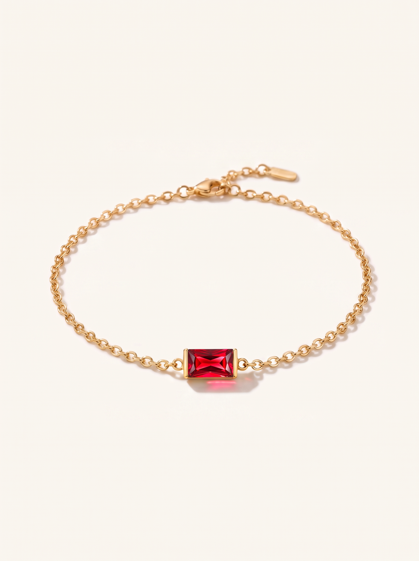 Bianca birthstone bracelet gold vivid red January stone