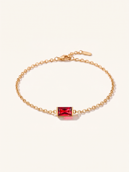 Bianca birthstone bracelet gold vivid red January stone