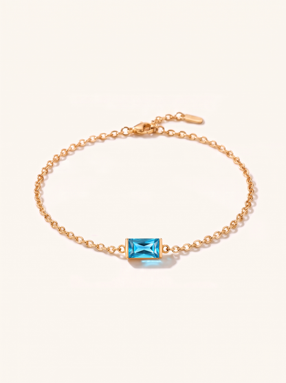 Bianca birthstone bracelet gold light sky blue March stone