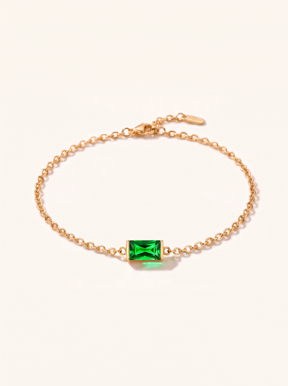 Bianca birthstone bracelet gold vivid green May stone