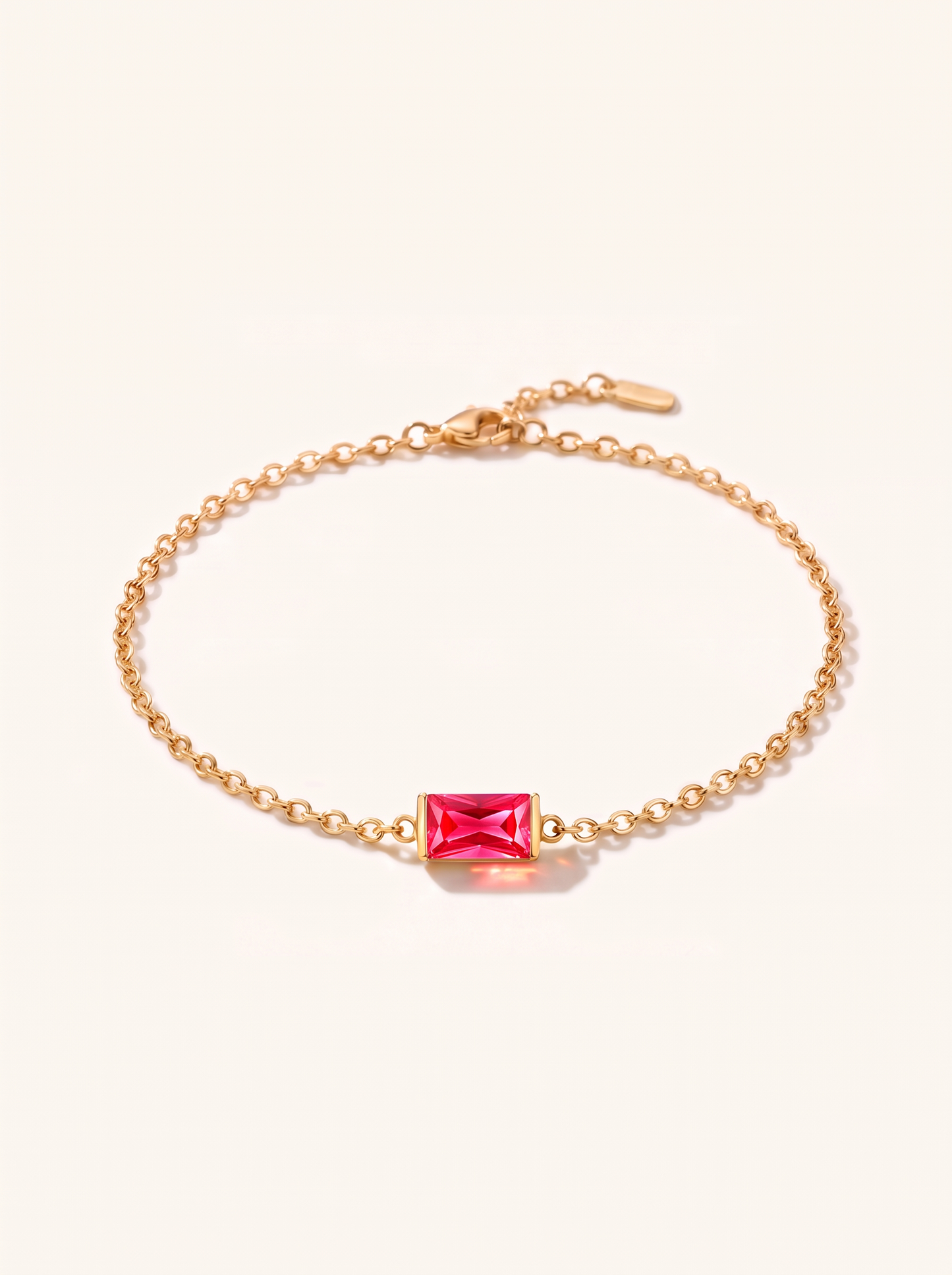 Bianca birthstone bracelet gold bright pink red July stone