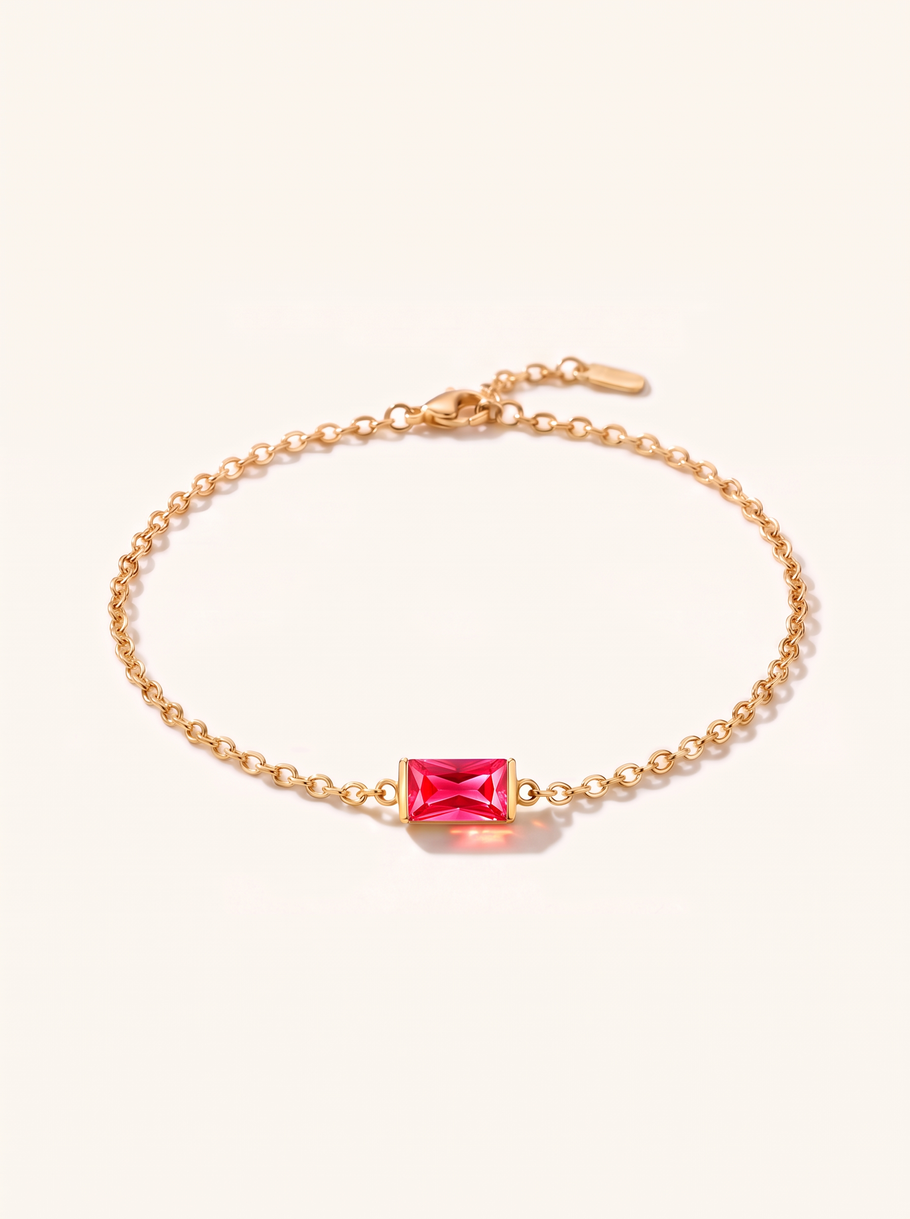 Bianca birthstone bracelet gold bright pink red July stone