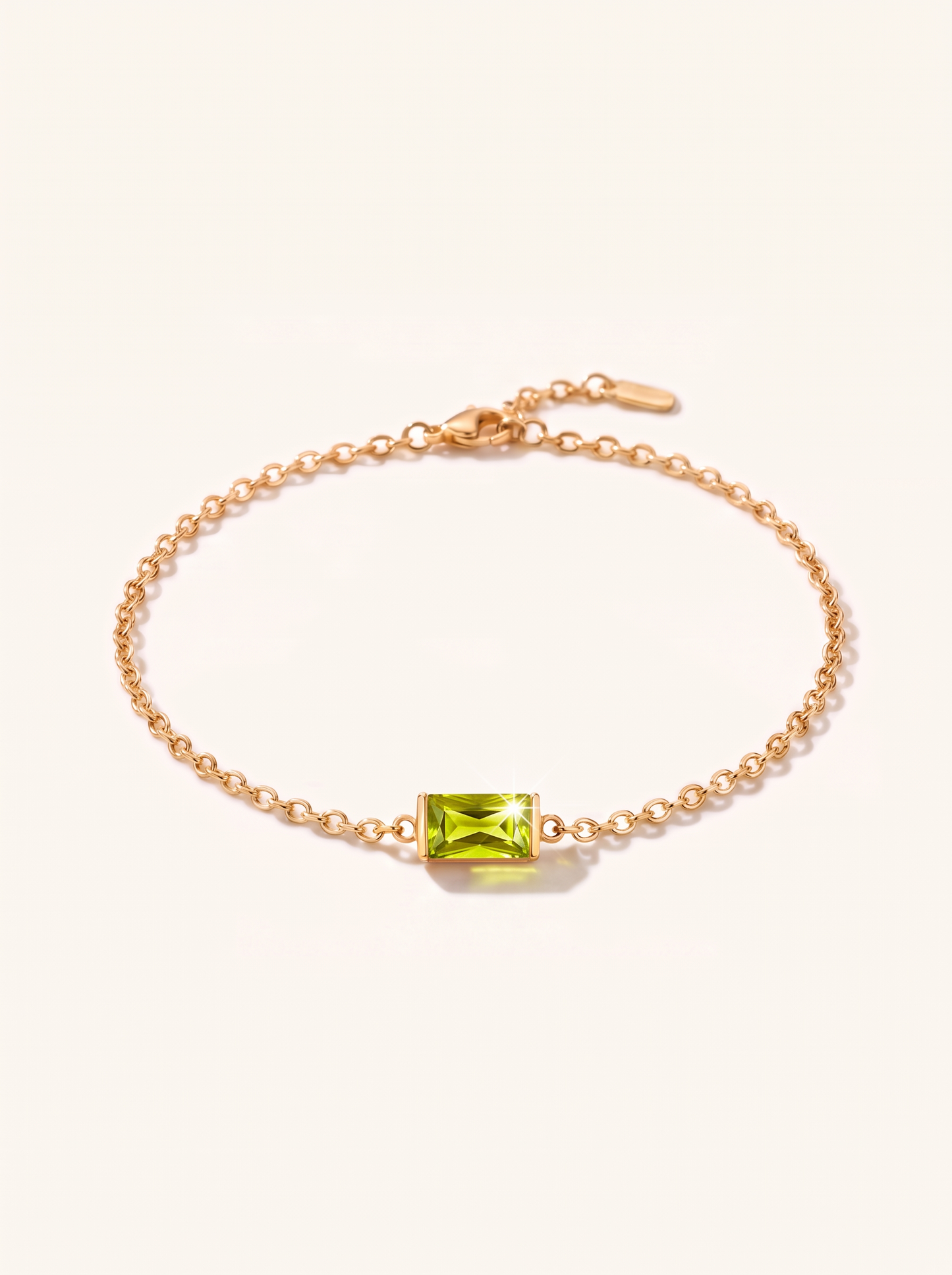 Bianca birthstone bracelet gold light green August stone