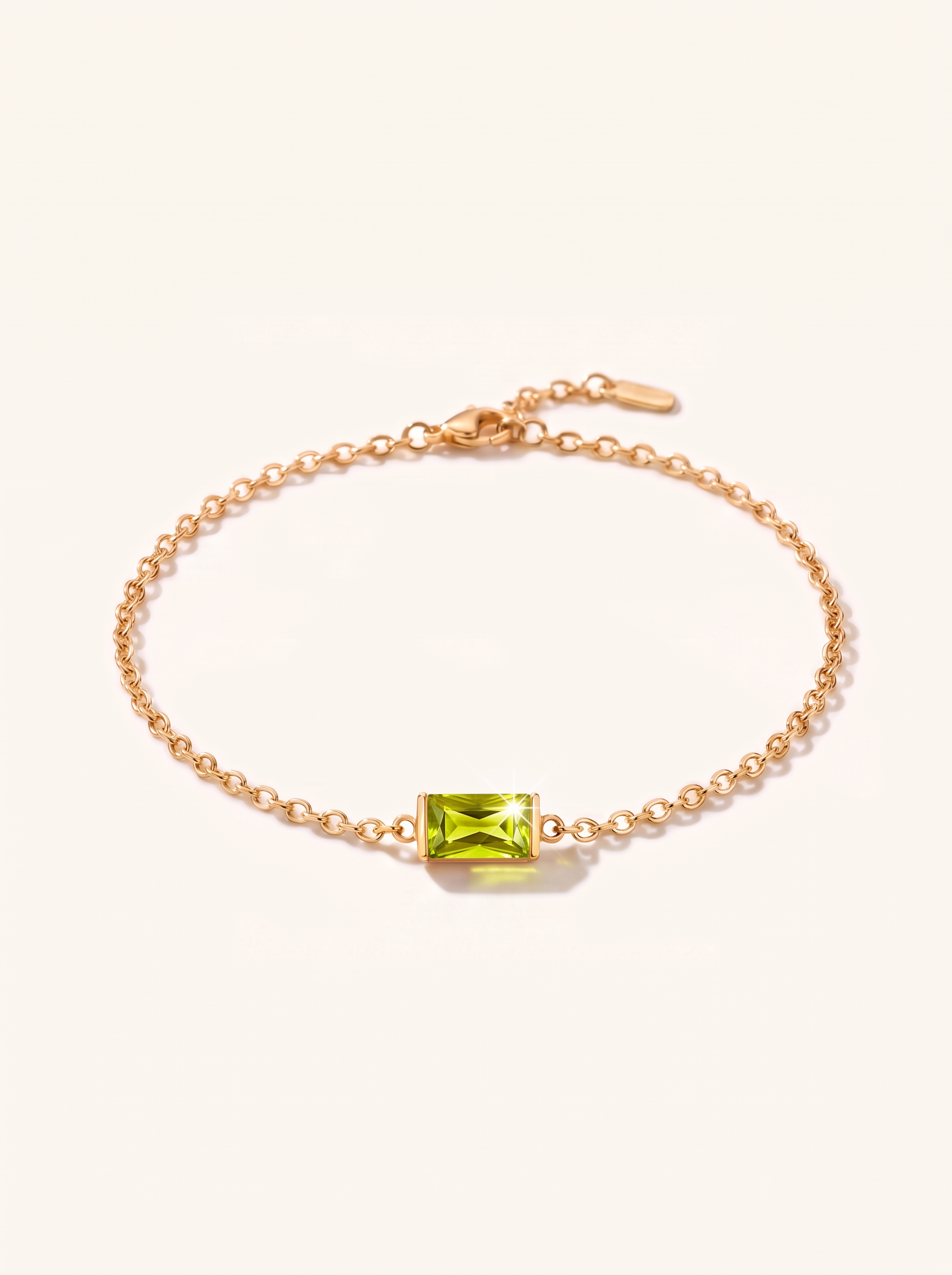 Bianca birthstone bracelet gold light green August stone