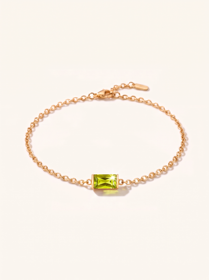 Bianca birthstone bracelet gold light green August stone