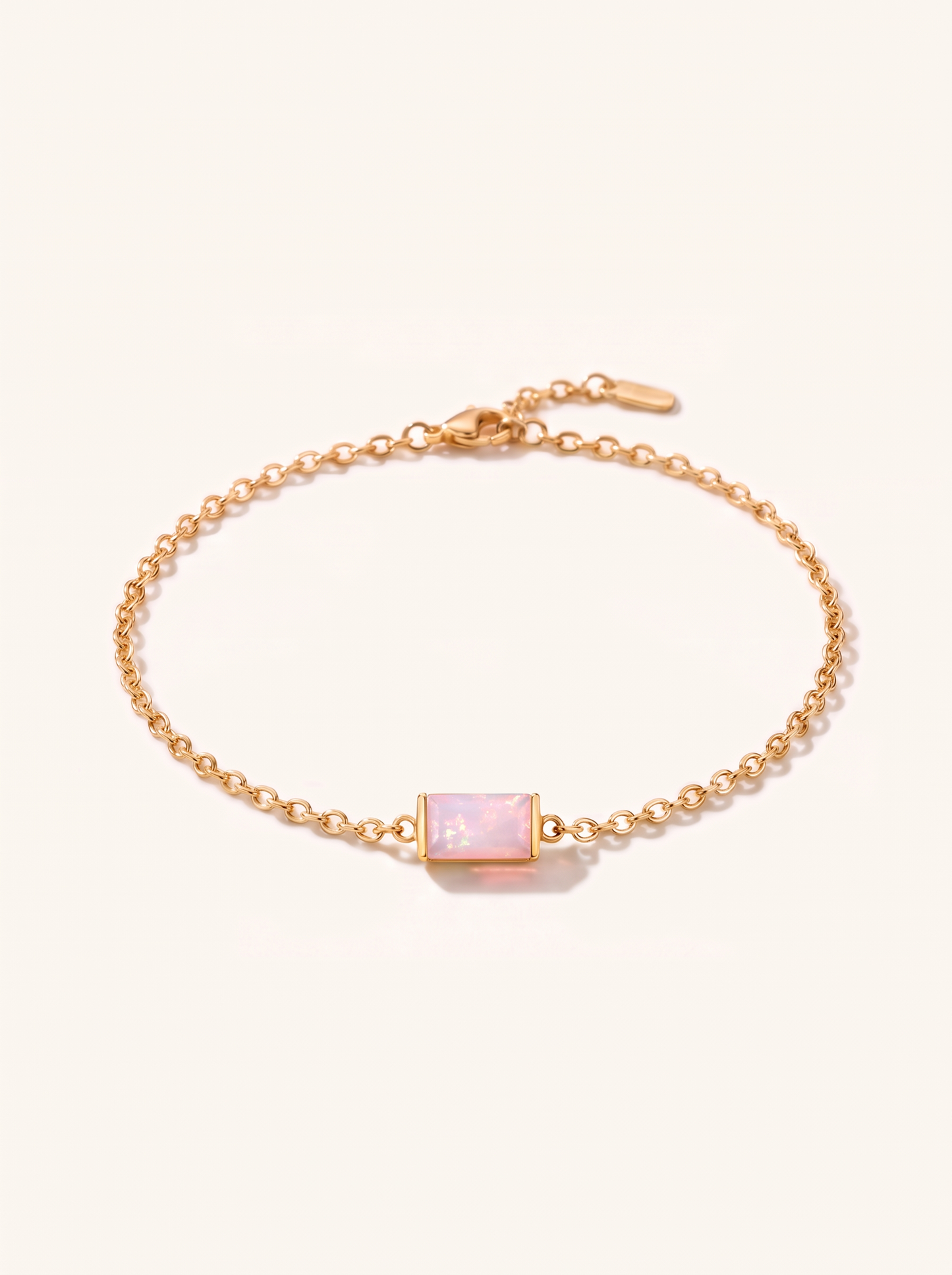 Bianca birthstone bracelet gold milky pink October stone