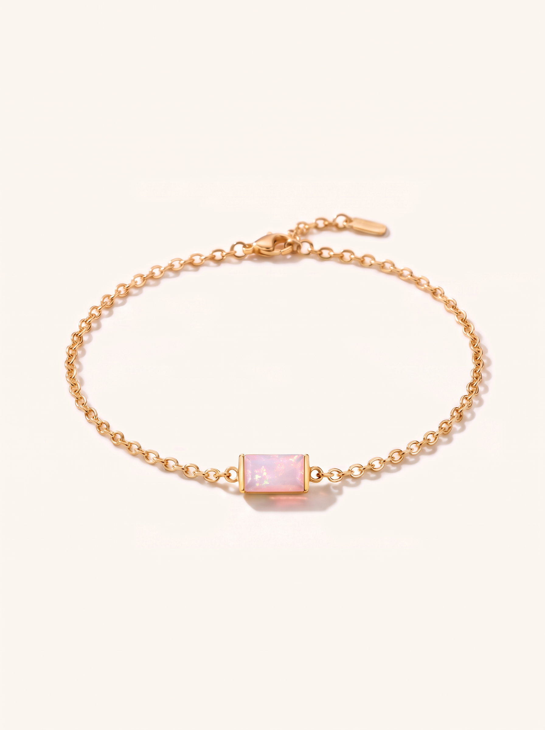Bianca birthstone bracelet gold milky pink October stone