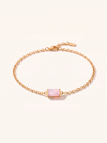 Bianca birthstone bracelet gold milky pink October stone