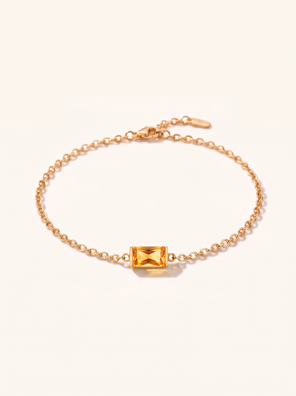 Bianca birthstone bracelet gold golden amber November stone