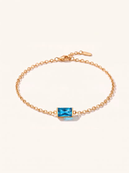 Bianca birthstone bracelet gold bright light blue December stone