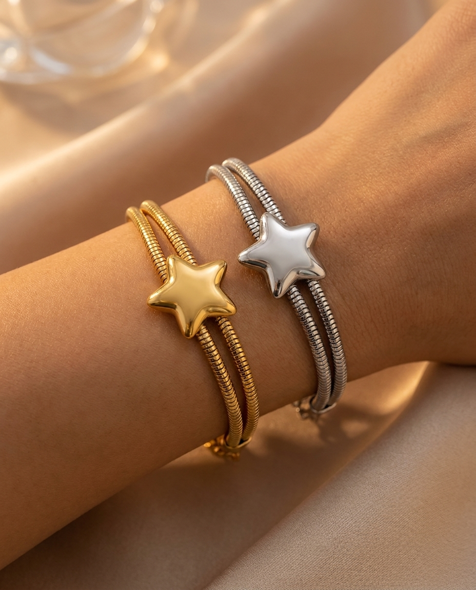 Aurora Chain Bracelet gold and silver on model wrist